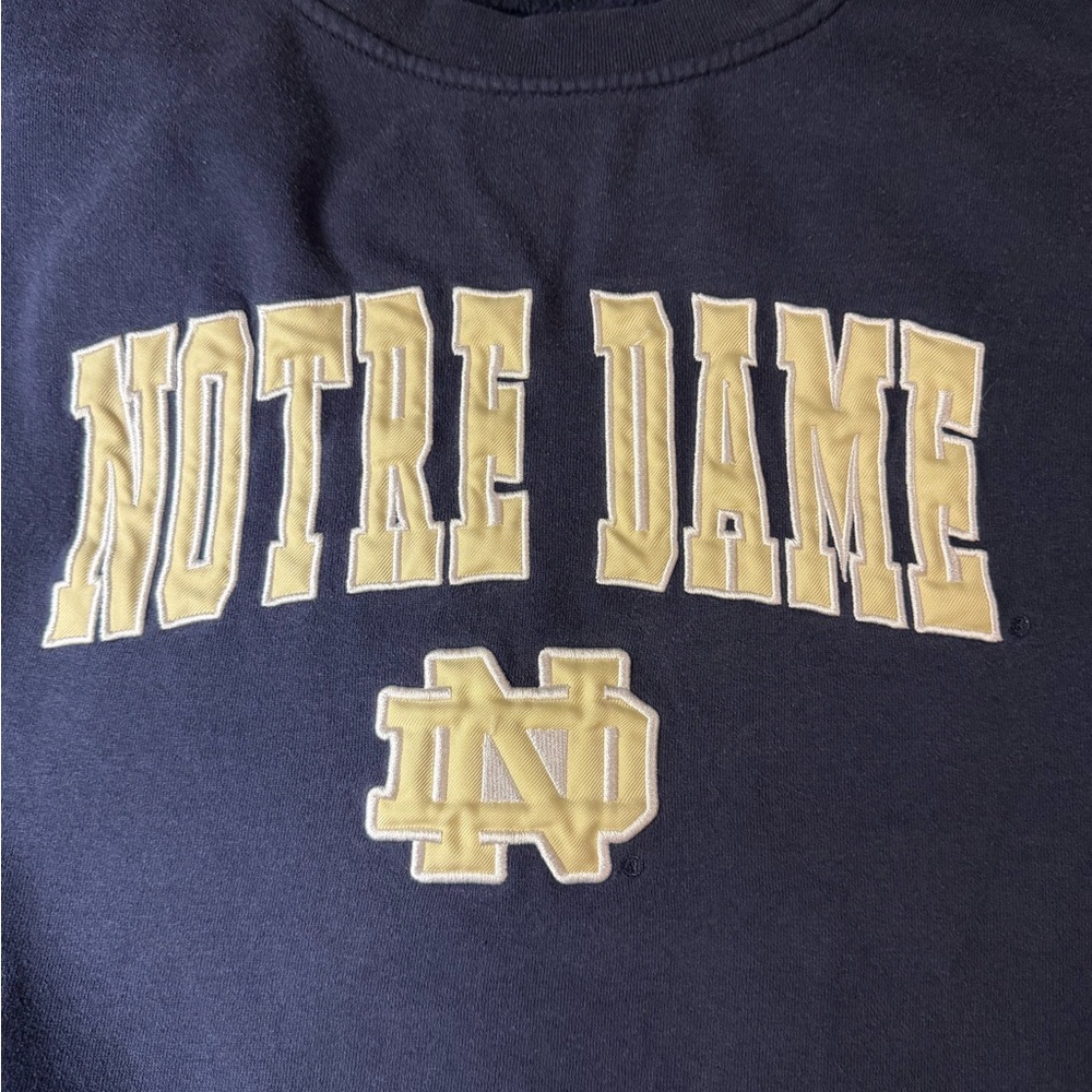 VTG STADIUM ATHLETICS NOTRE DAME Sweatshirt Crewneck Y2K Embossed Blue M‎ - Picture 3 of 7